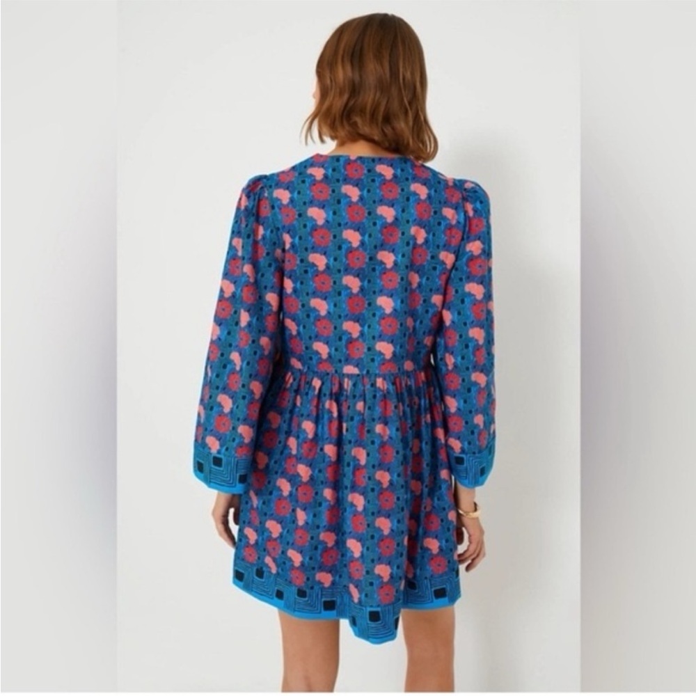 Tuckernuck Floral Izzie Blue and Pink Dress 100% Cotton Size L - Picture 3 of 9